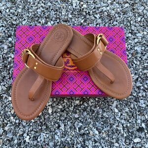 Tory Burch Tan Leather Thong Sandals